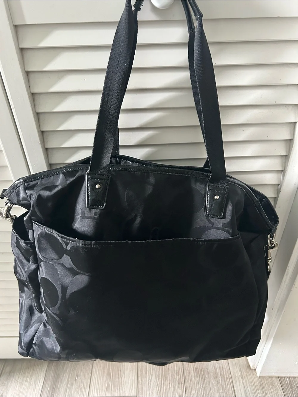 Coach Black Signature Nylon Laptop Tote